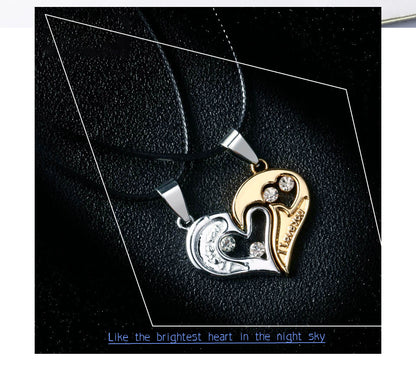 2Pcs/Set Couple Heart Shape I Love You Pendant Necklace Lovers Couples Jewelry Valentine's Gift，Fashion Couple Necklace Jewelry Unisex Lovers Couples Necklaces & Pendants