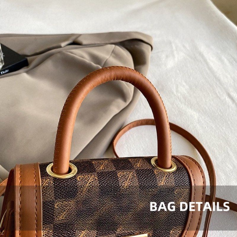 Mateamoda Mini Checkered Crossbody Bag with Top Handle Handbag