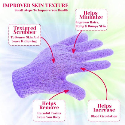 5 Pairs Exfoliating Gloves For Bath Body Scrub, Assorted Colours