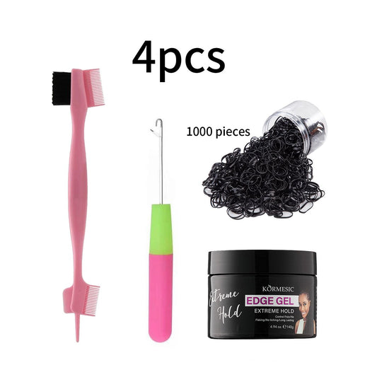 4PSC Ultimate Braider's Kit for Salon & Home Use - Complete 4 Piece Set with Crochet Hooks (for Wigs/Dreadlocks), Hair Wax, Comb & Single Use Hair Ties Save Time Styling