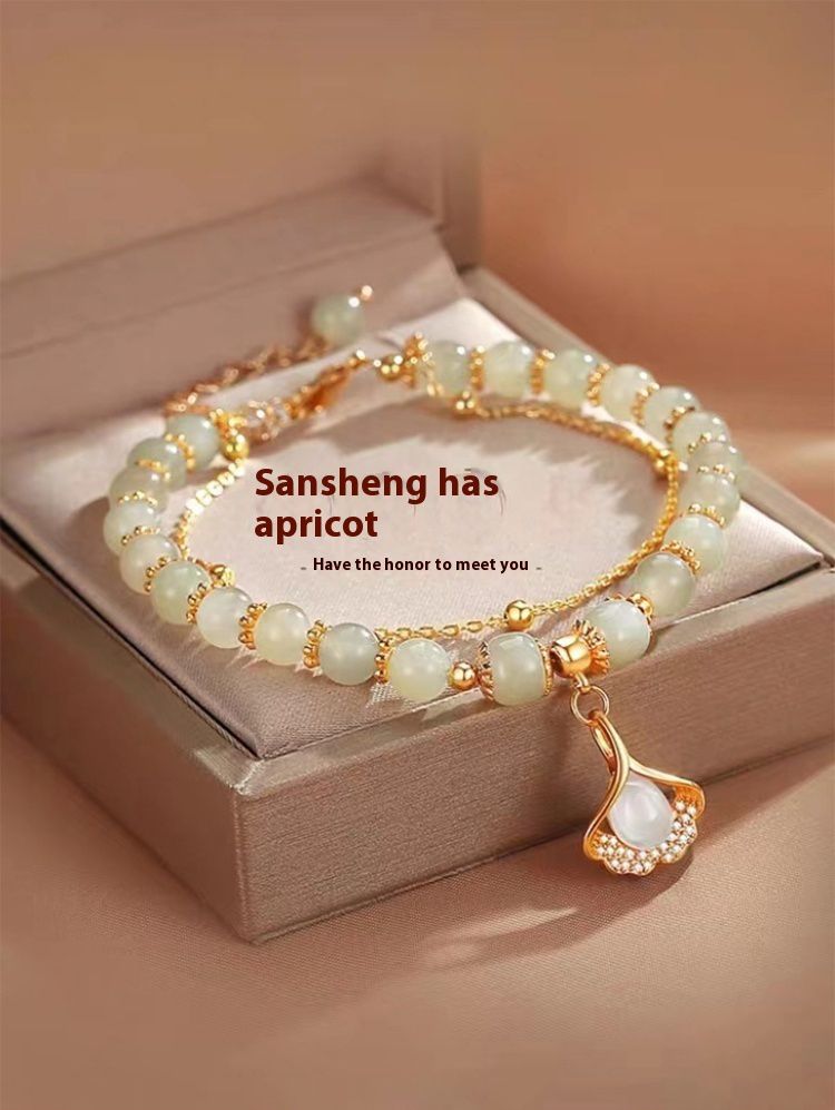 Women's bracelets, double-layer apricot leaf bracelets, women's fashion, high-end sense, Valentine's Day gifts for girlfriends, birthday gifts, female accessories