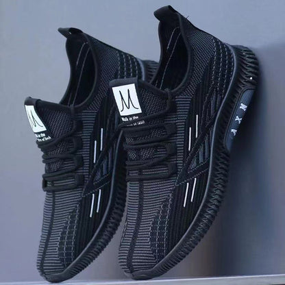New Arrivals Men's Sports Shoes Sneakers Flying Weave breathable and anti-slip Casual Shoes black