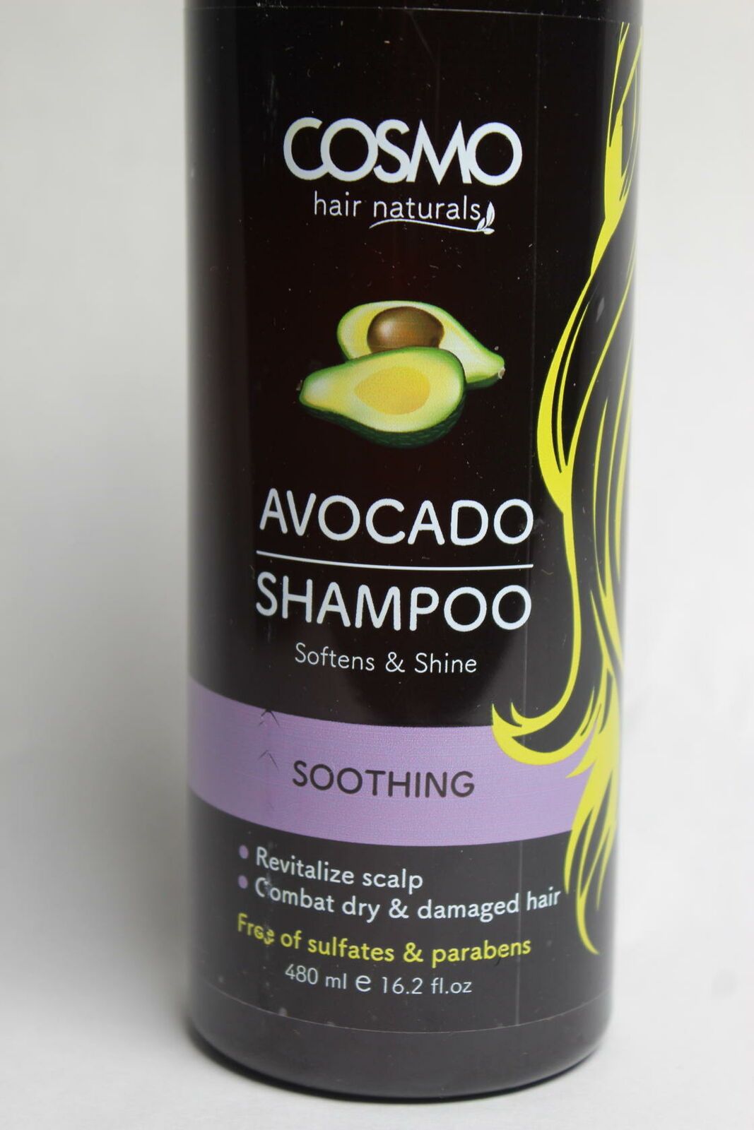 COSMO Hair Naturals Avocado Nourishing Shampoo 480ml Gentle Daily Care Sulfate and Paraben Free to Strengthen and Restore Hair - 480ml Nourishes Scalp Strengthens and Repairs