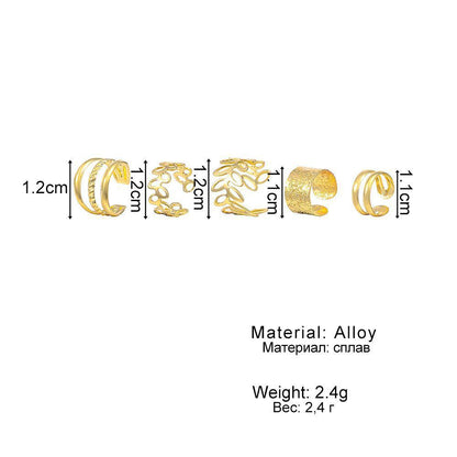 LATS Silver Color Leaves Clip Earrings for Women Men Creative Simple C Ear Cuff Non-Piercing Ear Ear Clip Set Trend Jewelry Gift