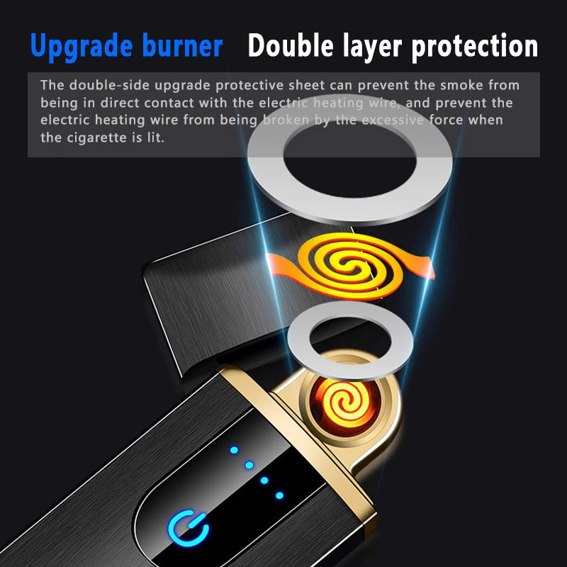 Fingerprint Touch Sensor Charging Lighter Compact and Convenient Cigarette Lighter Smart Sensor USB Charging Lighters for Men Gift