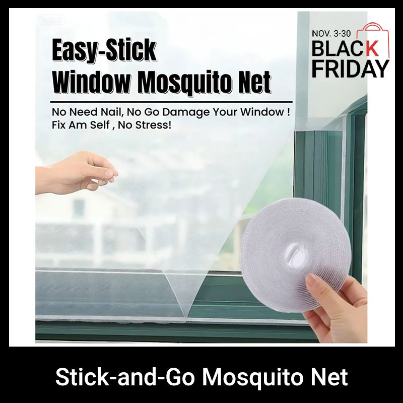 Stick-and-Go Mosquito Net Easy-Stick Window Mosquito Net DIY Insect Window Screen Magic Self-Adhesive Easy Install No Drill Wall Keep Insects Tear Resistant Reusable Adjustable Mesh Fly Screen 1.5m*2m