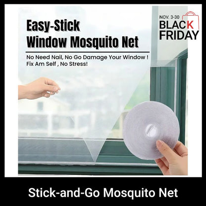Stick-and-Go Mosquito Net Easy-Stick Window Mosquito Net DIY Insect Window Screen Magic Self-Adhesive Easy Install No Drill Wall Keep Insects Tear Resistant Reusable Adjustable Mesh Fly Screen 1.5m*2m
