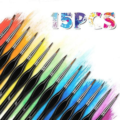 Detail Paint Brushes Set, LEDream 15pcs Miniature Brushes for Fine Detailing & Art Painting, Models, Face, Nail