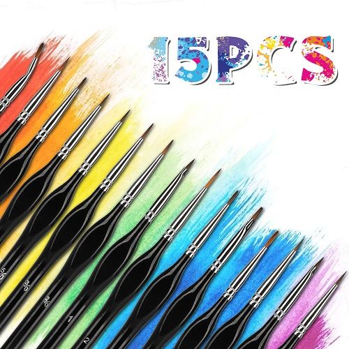 Detail Paint Brushes Set, LEDream 15pcs Miniature Brushes for Fine Detailing & Art Painting, Models, Face, Nail