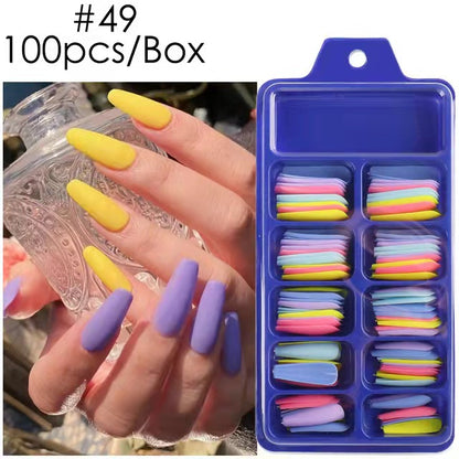 False Press On Nails Artificial Fingernails With Packaging Box Press On Nails Personal Care Nail Artificial Fingernails 10 Mix Colours DIY ABS Nail Tips Press