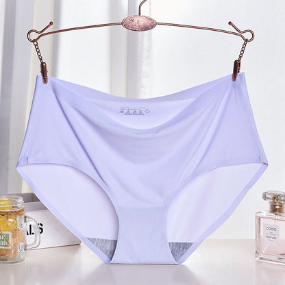 4pcs Women's Seamless Briefs Comfort Ice Silk Underwear Multipack Mid Waist Laser Cut No Show Panties