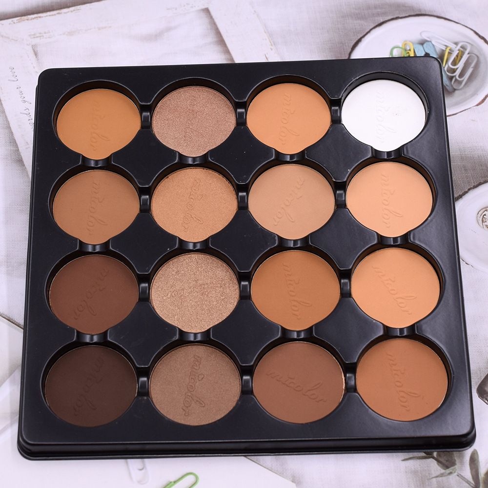 16 Matte Contour Powder Palette- 12 Color Powder, 4 Color Highlighters ,16 In 1MICOLOR Professional Powder Palette