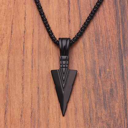Hot Sale Men'S Hip Hop Necklace Triangle Spearhead Pendant Vintage Arrow Pendant Stainless Steel Sweater Necklace