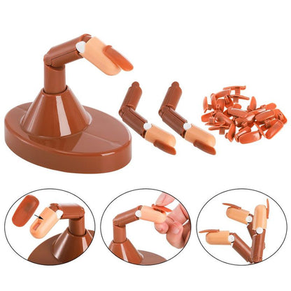 Acrylic Flexible Moveable Nail Practice Finger Adjustable Fake Fingers Detachable Beginners Practice Moving Finger Strap Base Hand Nail Art Training Nails Art DIY Tool
