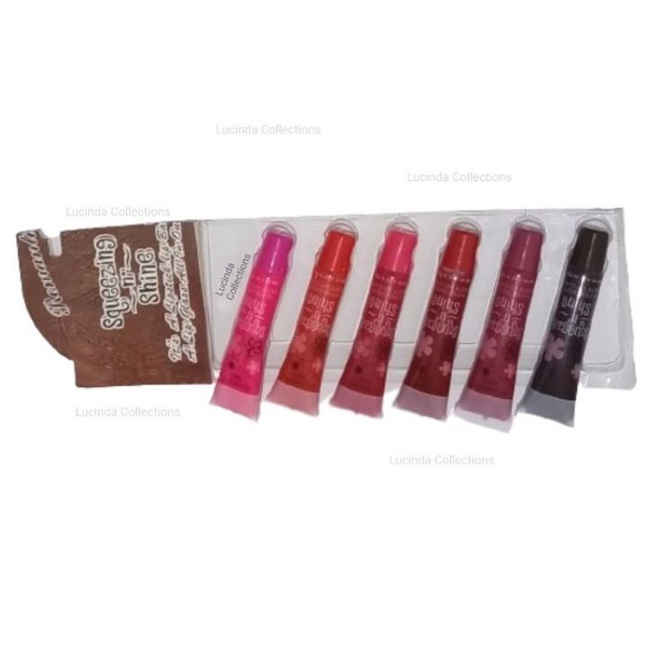 6Pcs Romantic May Squeeze N Shine Lip Gloss Fruity Lip Balm Lipgloss Moisturizing smooth long lasting make up.