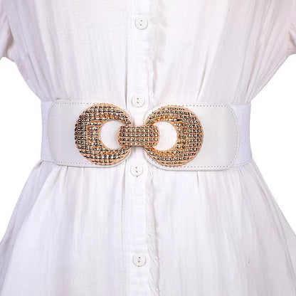 Belts Fashion Women Simple Personality 100 Stretch Wide Down Jacket Casual Elastic Belt Sweater Decorative Belt Women's simple belted decorative coat with wide dress