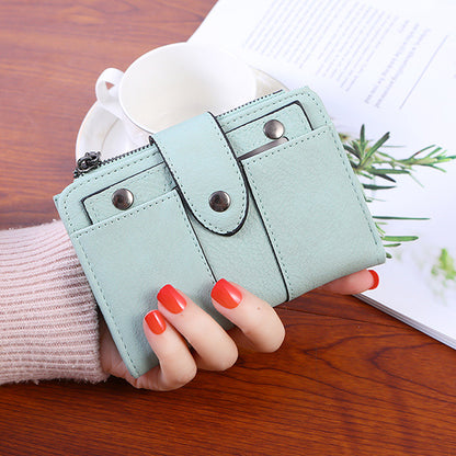 Women's stylish, frosted, flip-top, high-quality classic purse wallets is compact, delicate and practical