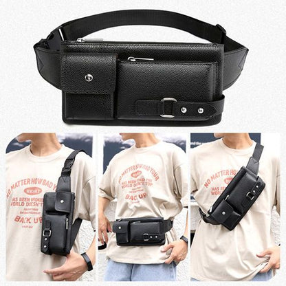 Fashion Waist Bag Fanny Pack Crossbody Pouch Waist Bag For Men Women Shoulder Bags Adjustable Shoulder Strap Fanny Pack Purse Large Phone Belt Bag PU Leather Outdoor Travel Phone Bag Zipper Closure