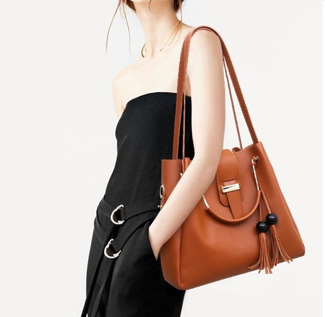 3pcs/Set Big Large Capacity Durable PU Leather Lady Handbags Sling Bags For Ladies Hand Bags Classic Fashion Women Luxury Genuine Bags Wife Girl Friend Chrismas New Year Valentine's Day Gift