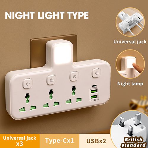 UK Plug AC Outlet Power Strip Multi-Use Wall Socket Universal Network Filter USB Charger Standalone Switch Light Adapter