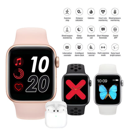 RichRipple T55 Pro Max 2 in 1 Smart Watch&Earphones Men Women Bluetooth Calling Blood Pressure Heart Rate Monitor Sports Fitness Bracelet Smartwatch+Free Gift Bluetooth Earphone