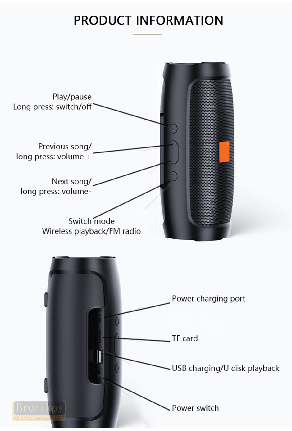 Bluetooth Accessories Waterproof Subwoofer Portable Bluetooth Wireless Speaker Surround Loudspeaker TF Card AUX Sound Box TWS USB Flash Drive Wireless Speakers