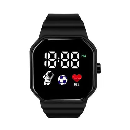 Digital Watches Men and Women Sports Watches LED Digital Clock Astronaut Silicone Strap Fashion Square Men and Women Electronic Clock Student Watches Birthday Gift