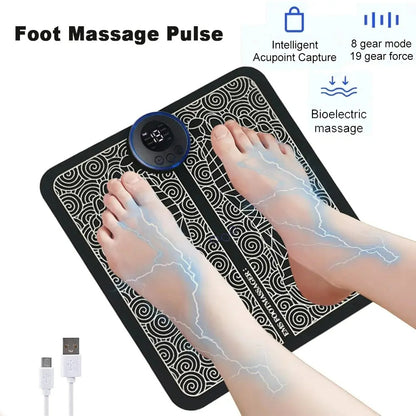 USB EMS Foot Massager Pad Portable Foot Care Massage Mat Pulse Muscle Stimulation Improve Blood Circulation Relieve Fatigue Relax Feet Footmassager Pad