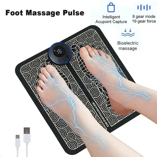 USB EMS Foot Massager Pad Portable Foot Care Massage Mat Pulse Muscle Stimulation Improve Blood Circulation Relieve Fatigue Relax Feet Footmassager Pad