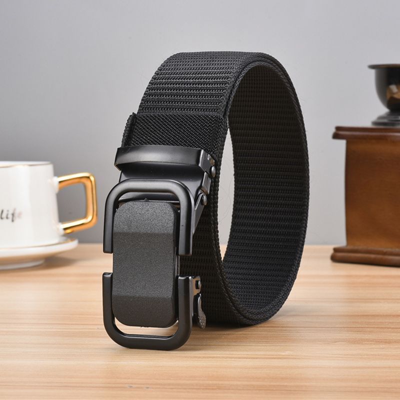 Canvas belt, men's automatic buckle, trendy men's military training belt, middle-aged and young outdoor casual denim workwear, pants belt, new style