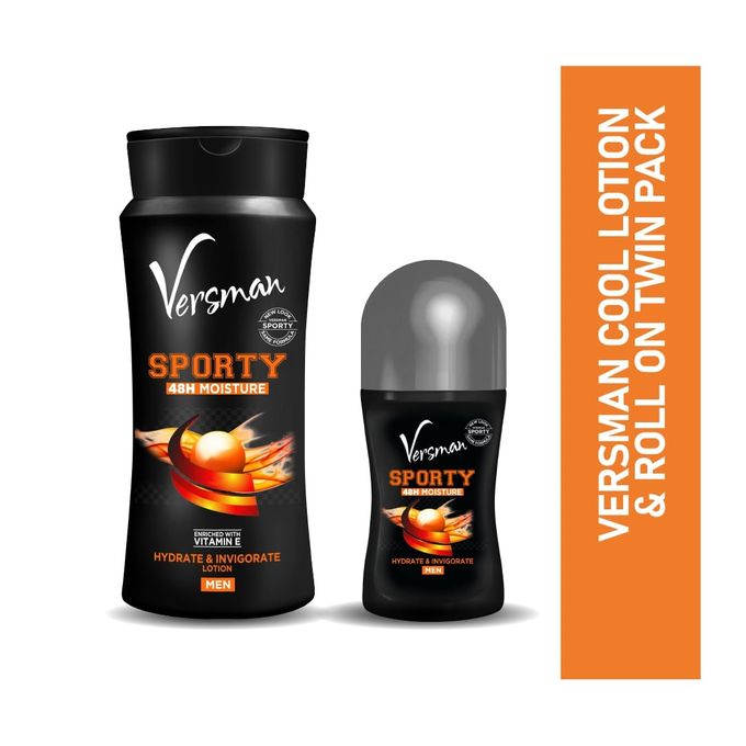 VERSMAN Sporty 400ml Lotion + Roll On(Pack of 2)