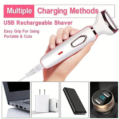 4 in 1 Electric Razor for Women Full Body Hair Trimmer Arm Armpit Private Hair Removal Instrume Lady Shaver Body Hair Removal Epilator Painless Cordless Trimmer Razor Gifts For Women