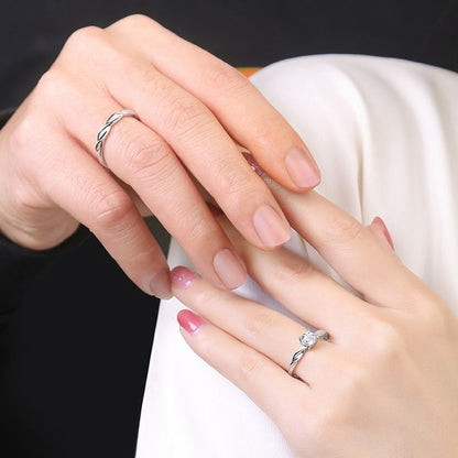 2 PCS Couple Rings Set Shining Galaxy Couple Rings Light Luxury Twisted Design Diamond Ring Valentine's Day 520 Gift Men And Women Jewelry Rings Adjustable 925 Silver Ring Anniversary Gift