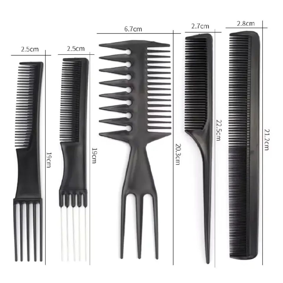 10 Pieces Comb Set Plastic Combs Hair Dyeing Oil Baking Comb Hair Salon Hairdressing Tool Beard care Men Women Professional Home Styling Kit