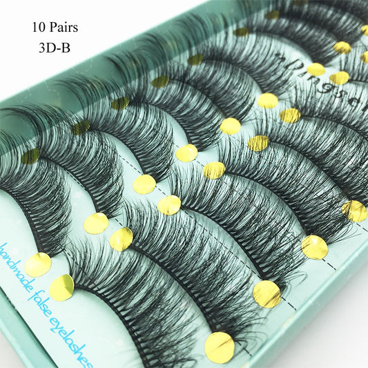 10 Pairs Faux 3D Mink Lashes Natural False Eyelashes Long Lasting Extension beautiful eyes Dramatic Fluffy Soft Wispy Volume Cross Reusable Eyelash Makeup Beauty Tools