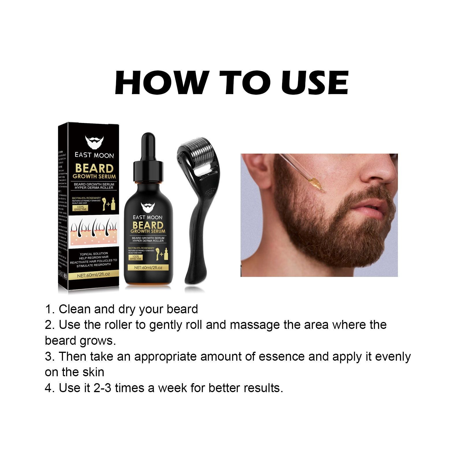 Men's Beard Growth Serum Kit With Derma Roller Stronger Thicker Fuller Beard Serum Set Facial Care Nourishing Thickening Beard Care Oil Set