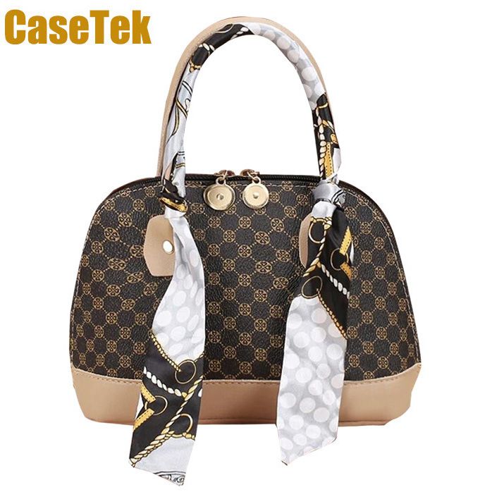 New arrival small small sling bag check video fast delivery CaseTek Women's small sling bag Fashion Handbags with scarf ladies Shoulder bag good designPU bag