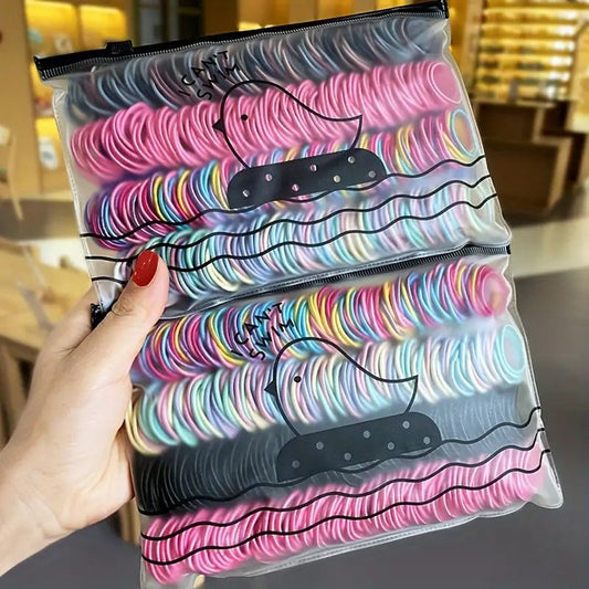 200/300pcs Cute Hair Ties For Kids & Girls - Colorful Elastic Polyester Hair Bands Ponytail Holder Children Rubber Band Hair Accessories