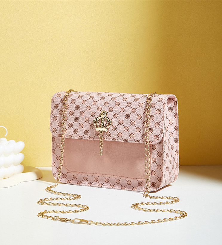 Simple chain bag print classic pearl bag flower material small crossbody bags
