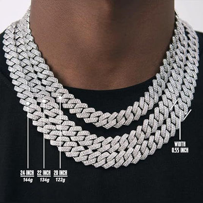 1pcs luxury chain jewelry 14mm miami cuban chain link necklace or bracelet rapper hip hop dangles men /women bling ice chains necklace men fashion jewelry accessories gift for friend