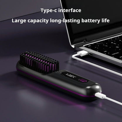Hot Comb New wireless straight hair comb, rechargeable ceramic electronic comb MINI straightener, portable and non damaging hair comb