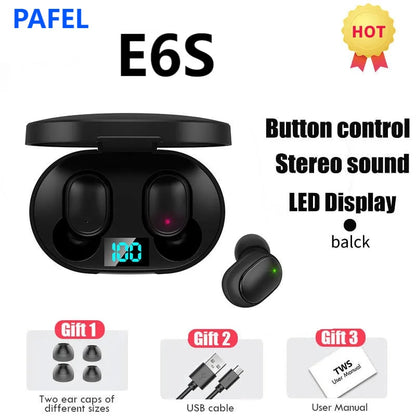 PAFEL E6S TWS Wireless earphone Bt 5.0 Noise Canceling earbuds HiFi Stereo Mini Low Latency earpods Waterproof Sports In-Ear Earphones