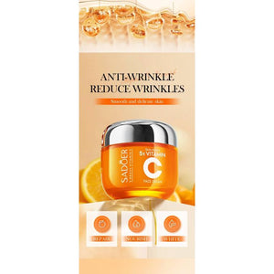 Sadoer 5 X Active Vitamin C Face Cream anti Wrinkle Skin Care Firming Moisturizing Whiten Brightening Whitening Black Spots and Brightens Skin Tone, Anti Oxidant and Nourishing Vitamin C Cream