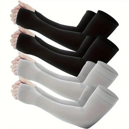 4 Pairs of Premium Cooling Arm Sleeves - Gloves for Sun Protection with Thumb Holes for Men and Women - Perfect for Golf, Basketball, Cycling, Fishing, Driving, and Jogging Outdoor Activities