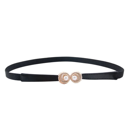 2pcs Pearl Buckle Belt New style women's belts women's elastic belts fashionable elastic pearl button coat dress versatile accessories