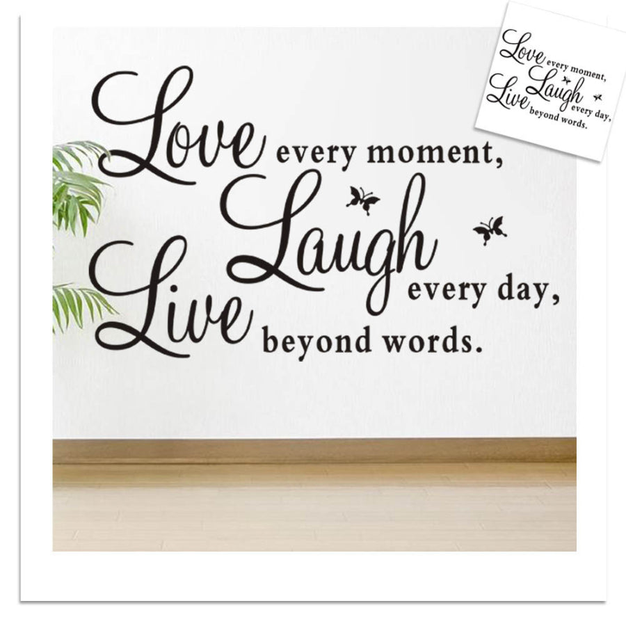 new live every moment laugh every day love beyond words wall stickers home decoration living bedroom diy decals mural arts