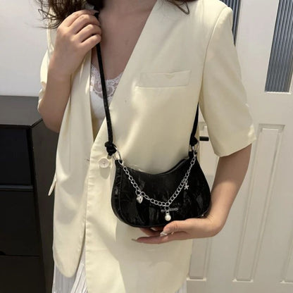 Mateamoda Chic Sling Bag with Chain Accents Shoulder Handbag Crossbody Bag