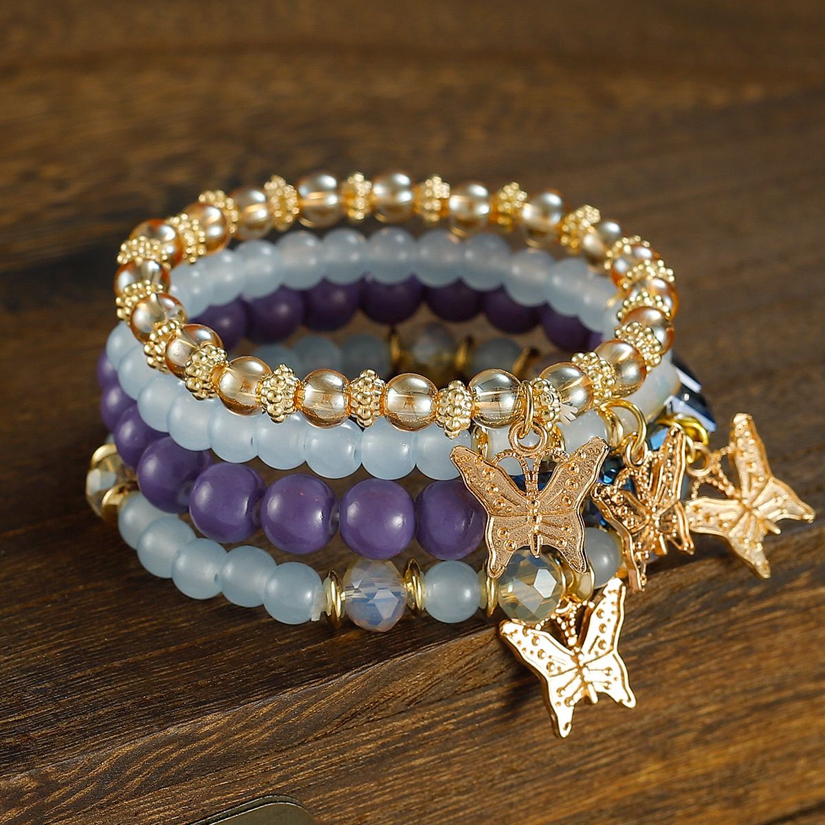 New Creative Women's Jewelry Butterfly Crystal Multi layer Beaded Fashion Bracelet