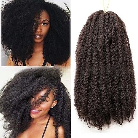 Synthetic Fiber Kinky Afro Braids for African Women | Explosive Volume Protective Twist with Caterpillar Texture (Black, 18 Inch, Quick Install, Heat Resistant)
