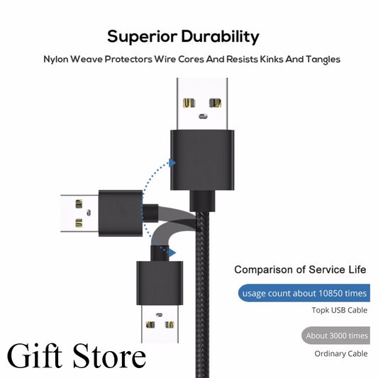 type c Charger Cable Fast Charging data line For Android Phone Nylon Data Cables charging cables
